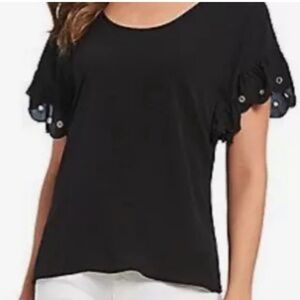 Michael Kors Black Short Sleeve/Flutter Sleeve Top